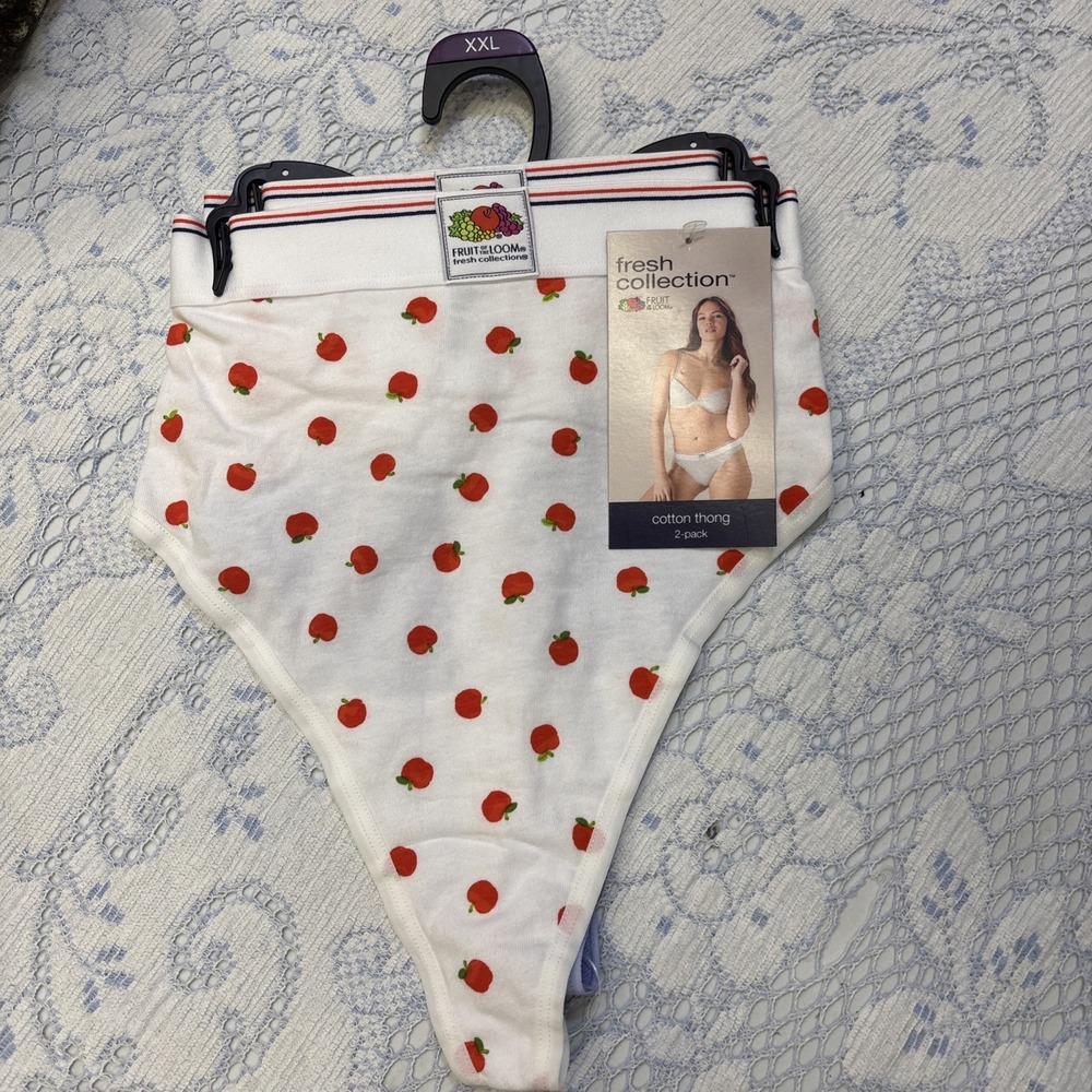 Fruit of the Loom 2-Pair Womens Thong Underwear Panties Cotton Blend XXL